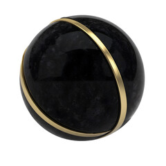 Black sphere with gold band on transparent background isolated on a transparent background ring