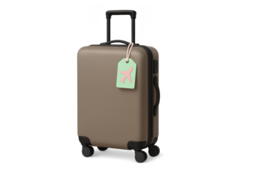 Luggage suitcase for vacation travel with airplane tag