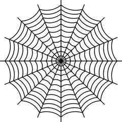 A detailed black and white spiderweb pattern creates a symmetrical geometric design.