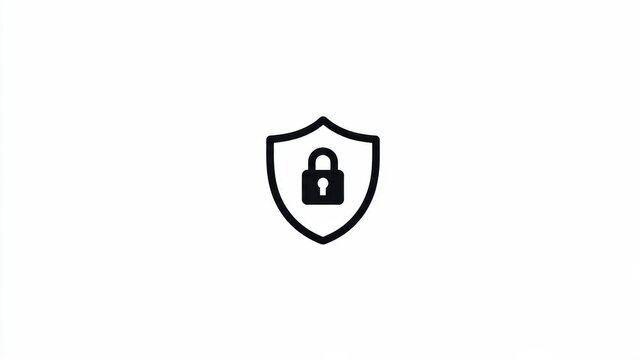 A minimalist design featuring a shield with a padlock symbol, representing security and protection. - Powered by Adobe