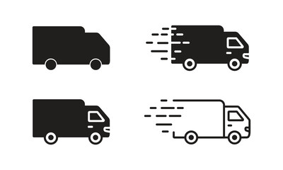 Delivery truck icons showing speed and movement, eps, png, jpeg