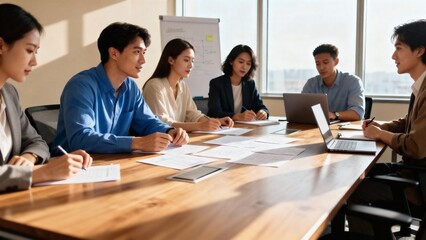 Ideas spark like stars in an office brainstorm constellation