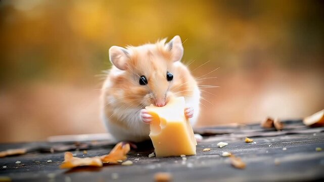 hamster eating cheese video stock lifestyle.