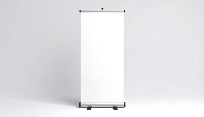 Blank Roll Up Banner Stand Mockup on White Background.