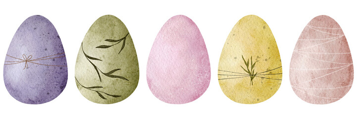 Watercolor pastel Easter egg illustrations