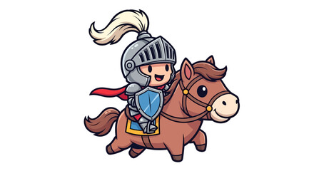 Cartoon Knight on Horseback: A Charming Illustration for Children's Content Creation