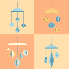 set illustration vector graphic of children's decorative hangers