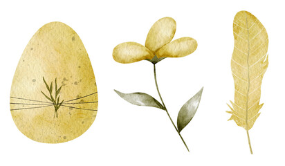 Yellow watercolor Easter egg illustration