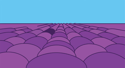 Fototapeta premium Abstract landscape with purple shapes and blue sky