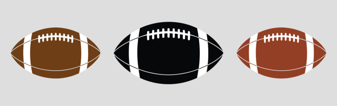 American football ball emblem logo variations sporty athletic identity symbol set.