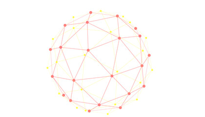 
Abstract smooth gradient network of connected dots and lines forming a flowing wave pattern with colorful transitions from orange and Yellow to blue on a light background