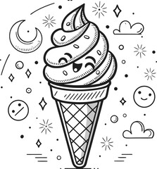 Ice cream logo clipart set. Colorful cone ice cream icon clip art in pictogram style vector illustration color pastel sweet dessert collection.	
