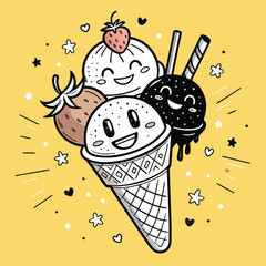 Ice cream logo clipart set. Colorful cone ice cream icon clip art in pictogram style vector illustration color pastel sweet dessert collection.	