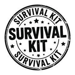 Circular stamp graphic with survival kit text