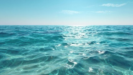 Calm turquoise ocean under a bright sky