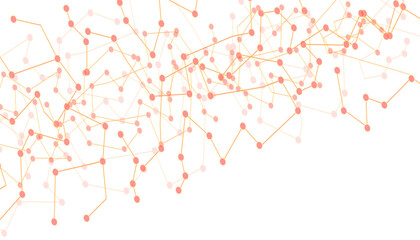 A white background with red lines and dots