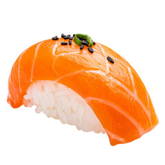 sushi salmon nigiri maki isolated on white transparent background Remove png
