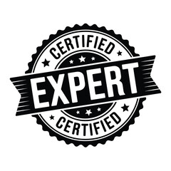 Certified expert emblem stamp for professional recognition