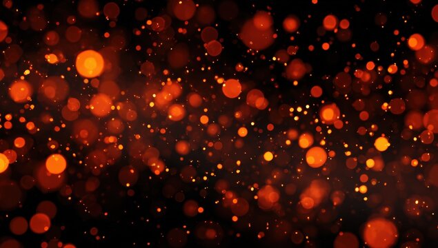 Abstract fiery bokeh on black background