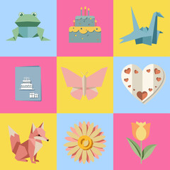 set illustration vector graphic of origami crafts