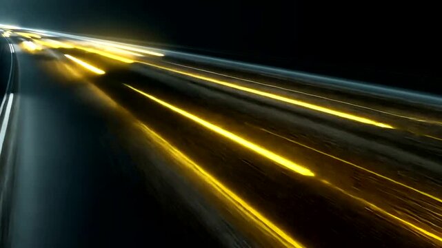 A perspective of illuminated streaks against a dark backdrop, motion blur effects are implied
