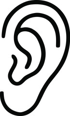 Simple line art icon of a human ear on a gray background