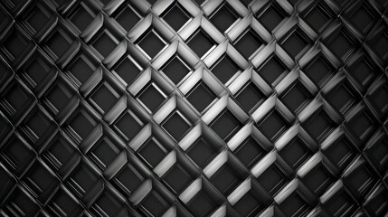 Three dimensional geometric lattice pattern features dark metallic shading and bright highlights