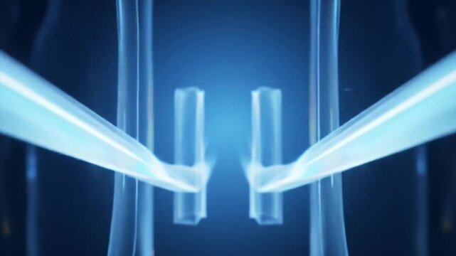 Sophisticated 3D animation of evolving, abstract geometric forms and luminous lines against a deep ethereal gradient background, showcasing pearlescent reflectivity and soft volumetric light with