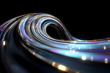 Dynamic abstract wave of vibrant light trails, showcasing futuristic technology, data flow, and modern innovation with a sleek, elegant aesthetic