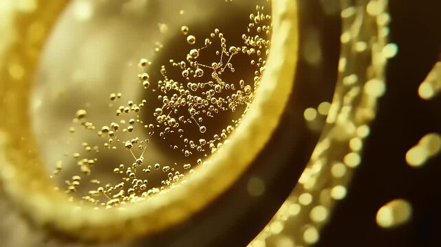 Intricate Microscopic Visualization of Golden Molecular Structures within a Concentric Ring Element