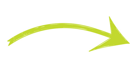 Hand drawn crayon movement arrow. Grunge squiggly arrow. Pencil chalk lines sketch. Color brush scribble element. Doodle vector illustration.