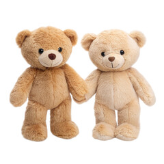 Obraz premium Soft plush teddy bears with friendly expressions stand together against transparent background, evoking warmth and comfort