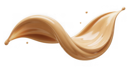 Dynamic swirl of creamy caramel liquid splash, isolated design element
