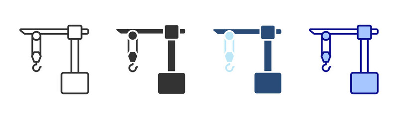 Crane Icon Set. Designed In Multi Style