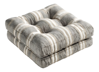 Comfortable Gray Striped Floor Cushion Isolated on White