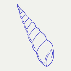 Shell design showcasing intricate spiral pattern in blue on a light background