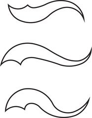 Swoosh and swash tails line and flat collection. Swooshes text tail for baseball design.. Sport logo typography elements. Vector illustration.