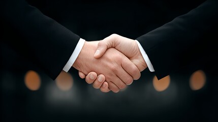 Professional handshake between two business partners symbolizing successful collaboration trust and formal agreement in a corporate environment