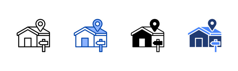 Location icon set multiple style collection