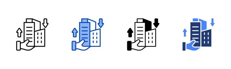 Capital icon set multiple style collection