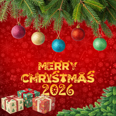 Traditional Corporate Holiday Card Design with Christmas Tree, Reindeers, and Ornate Floral Frames