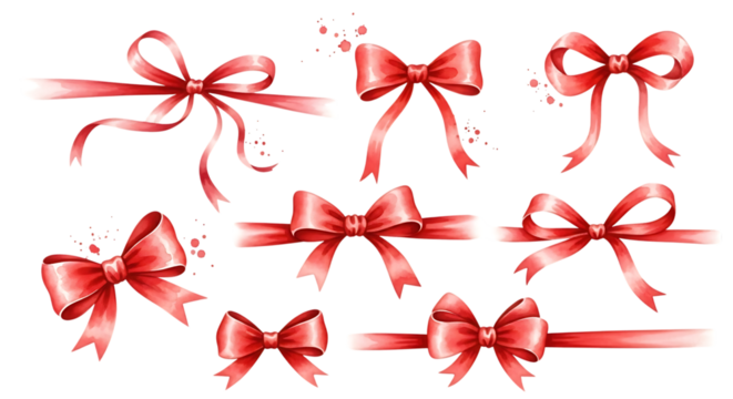 Set of red bows for gift decoration vector illustration