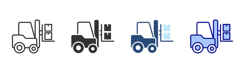 Forklift Icon Set. Designed In Multi Style