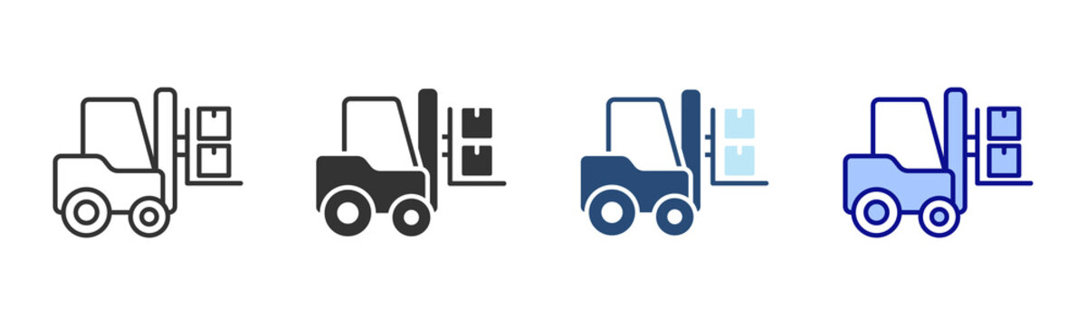 Forklift Icon Set. Designed In Multi Style