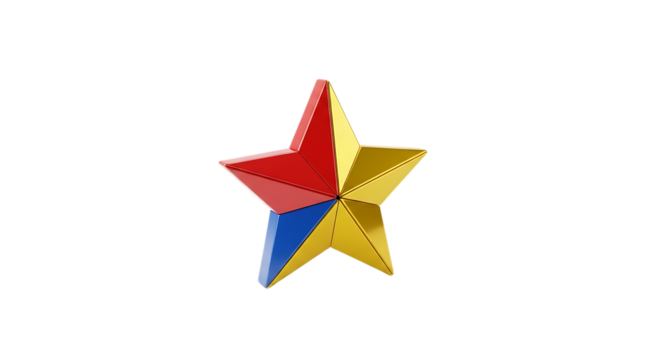3d colorful star icon render illustration design symbol decoration golden ornament - Powered by Adobe
