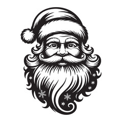 Celebrate the magic of Christmas with a cheerful Santa Claus wearing a festive hat, surrounded by snowflakes, spreading joy, warmth, and holiday spirit on this joyful holiday special day