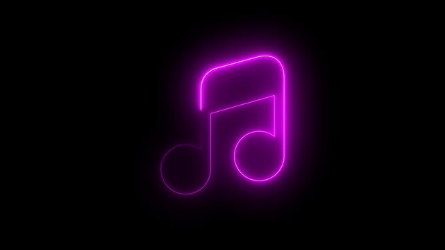 A vibrant neon music note glows against a dark backdrop, symbolizing melody, rhythm, and the universal language of sound and harmony