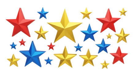 Colorful stars pattern on white background isolated