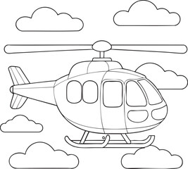 A simple cartoon helicopter aircraft provides fun transport for children during flight