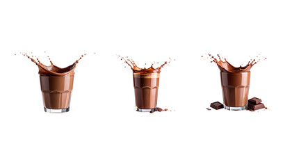 Hot brown drink in white glass on white background